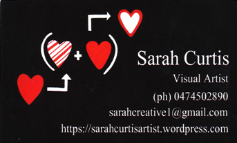 Business card of Sarah Curtis, Visual Artist